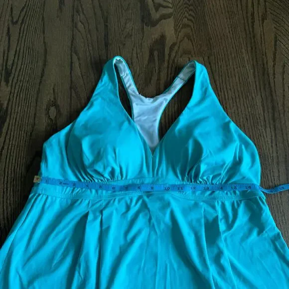 Lands End Womens Solid Teal Green Racerback Tankini Swim Suit Top Plus Size 16 - Picture 6 of 6